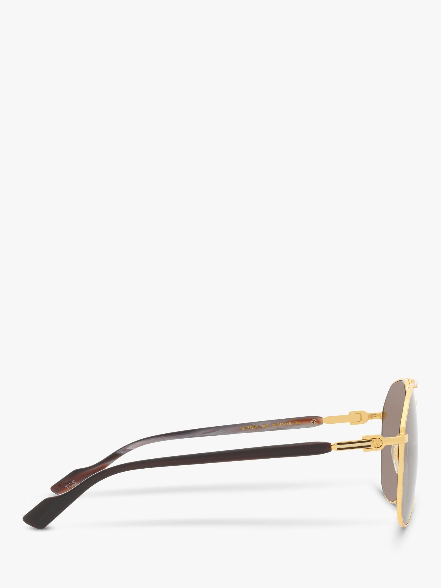 Product image 10 of 11, which shows Gucci GC00193 Men's Aviator Sunglasses, Gold/Brown