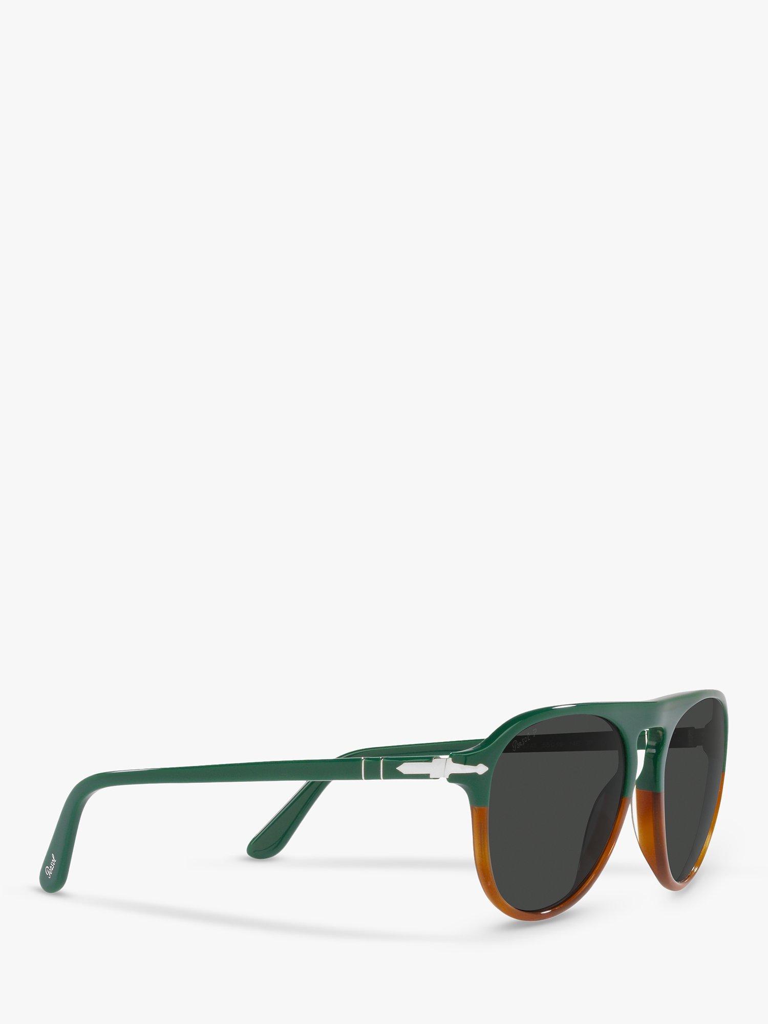 Product image 11 of 11, which shows Persol PO3302S Unisex Aviator Sunglasses, Green/Havana Chiara