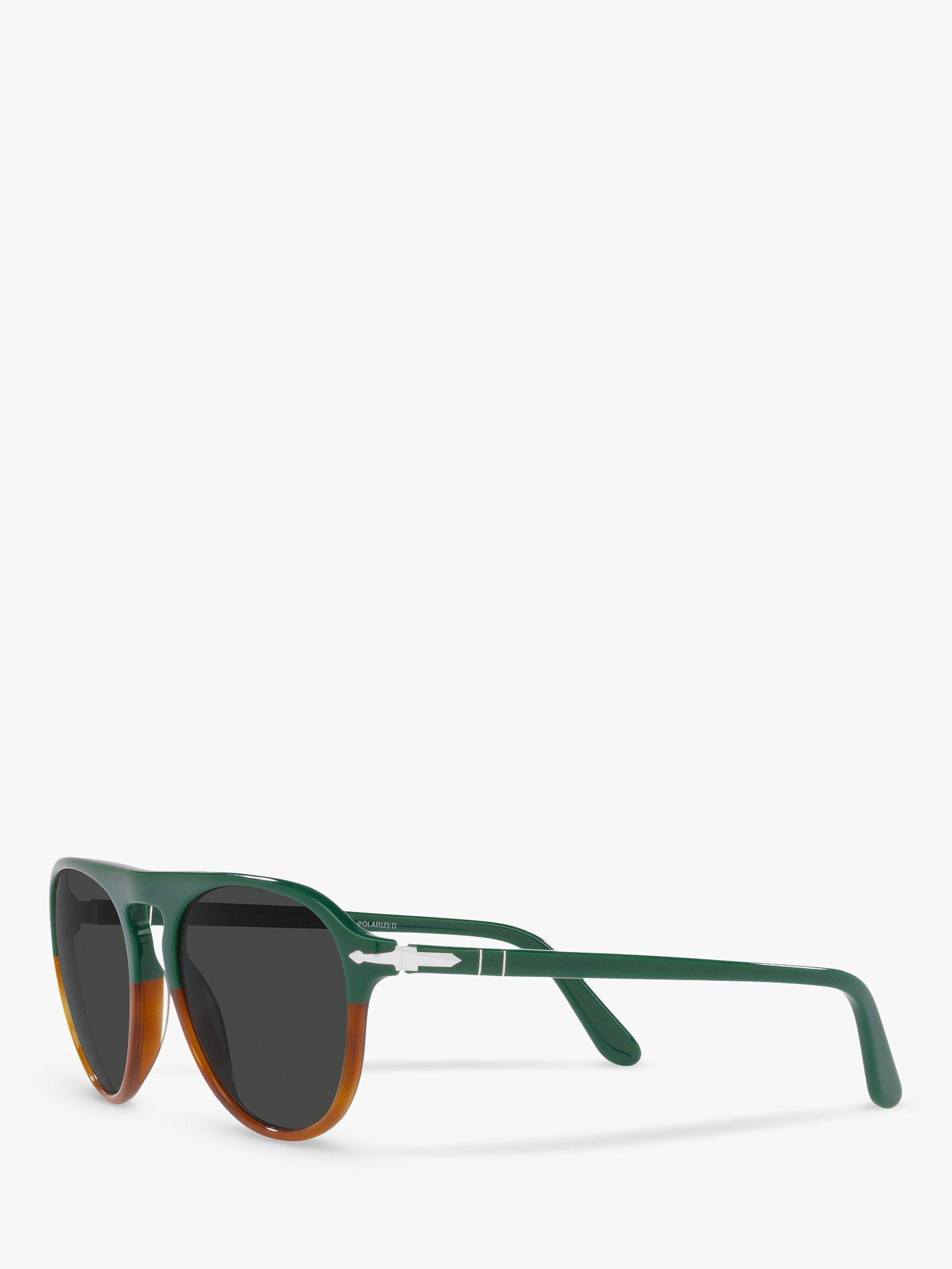 Product image 2 of 11, which shows Persol PO3302S Unisex Aviator Sunglasses, Green/Havana Chiara