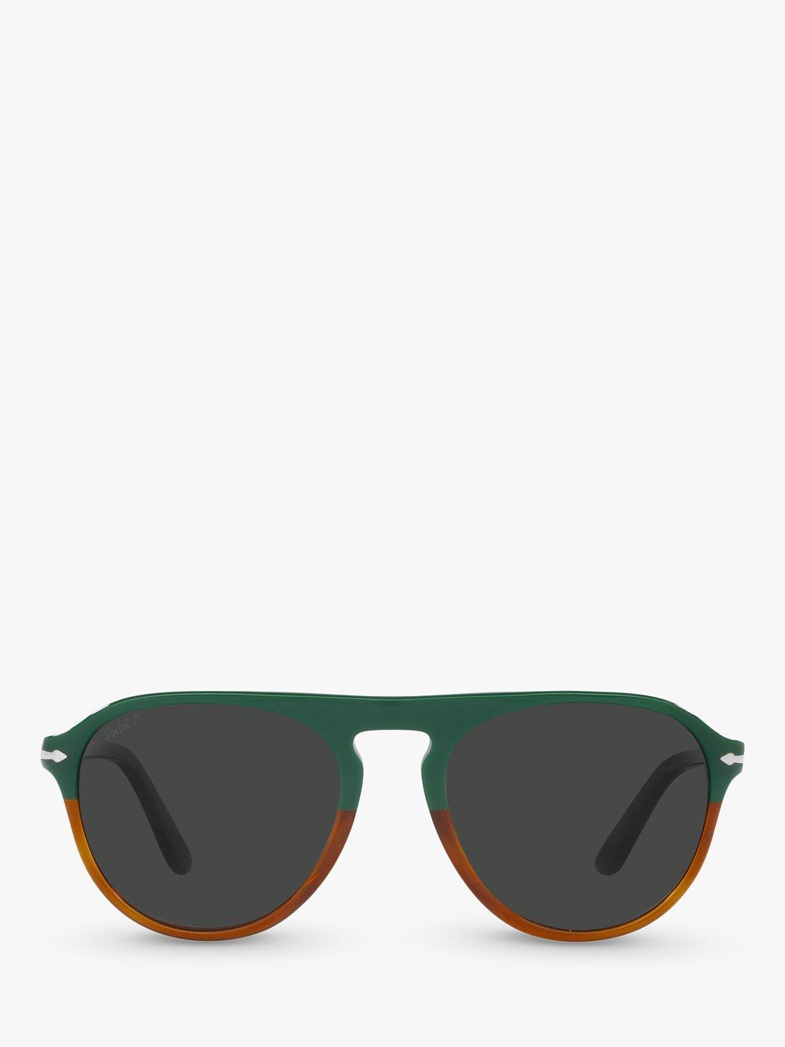 Product image 3 of 11, which shows Persol PO3302S Unisex Aviator Sunglasses, Green/Havana Chiara