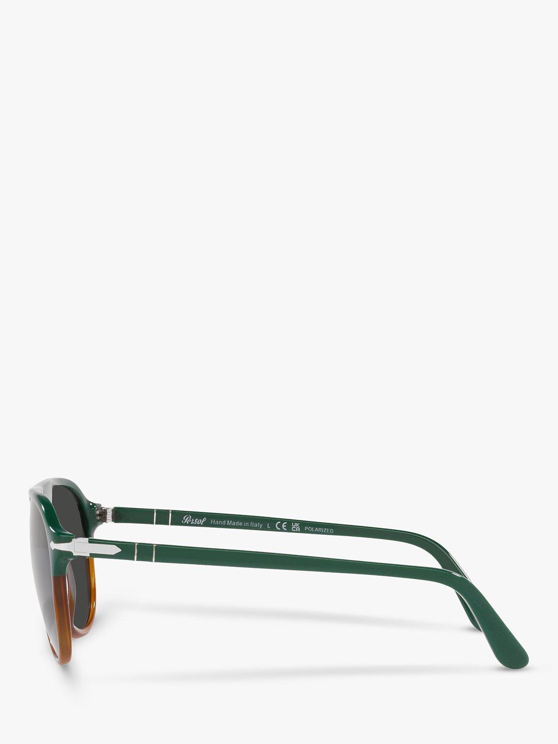 Product image 4 of 11, which shows Persol PO3302S Unisex Aviator Sunglasses, Green/Havana Chiara