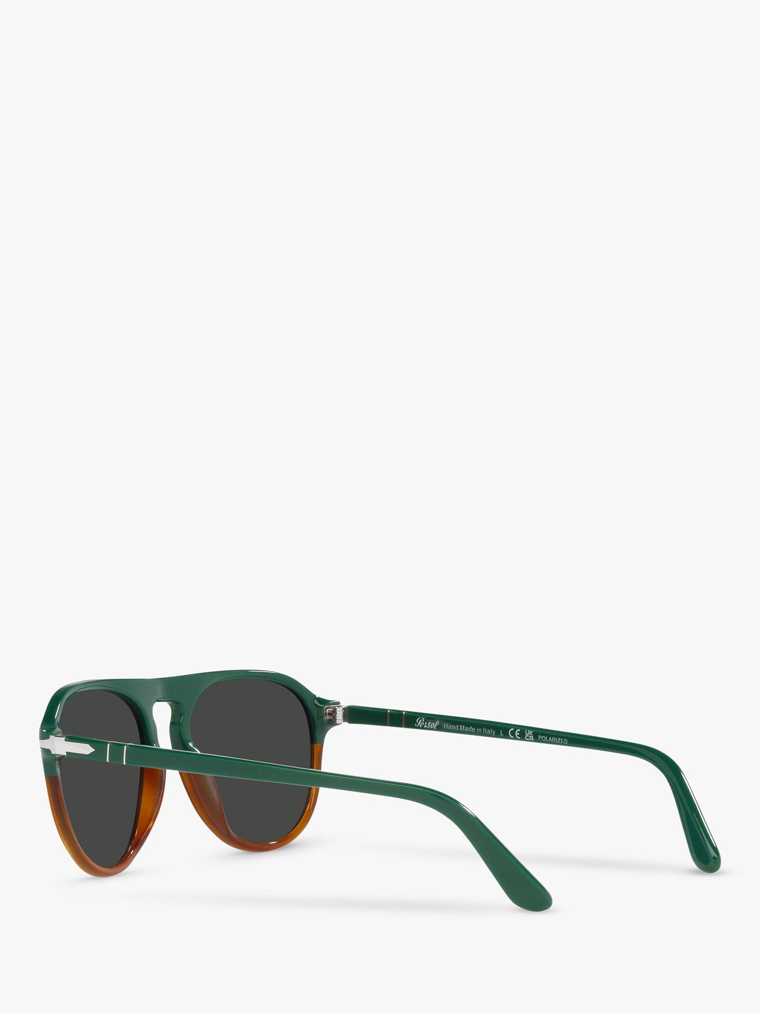 Product image 5 of 11, which shows Persol PO3302S Unisex Aviator Sunglasses, Green/Havana Chiara