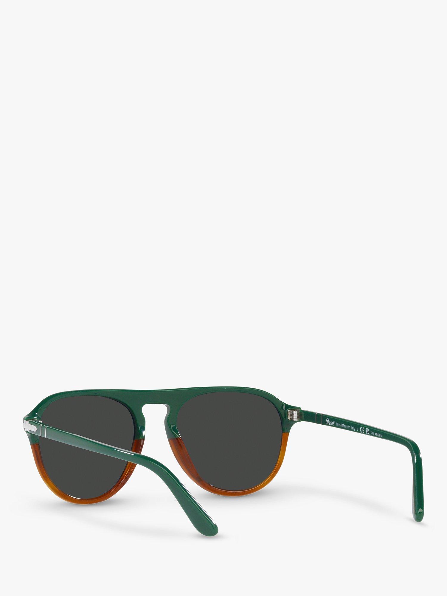 Product image 6 of 11, which shows Persol PO3302S Unisex Aviator Sunglasses, Green/Havana Chiara