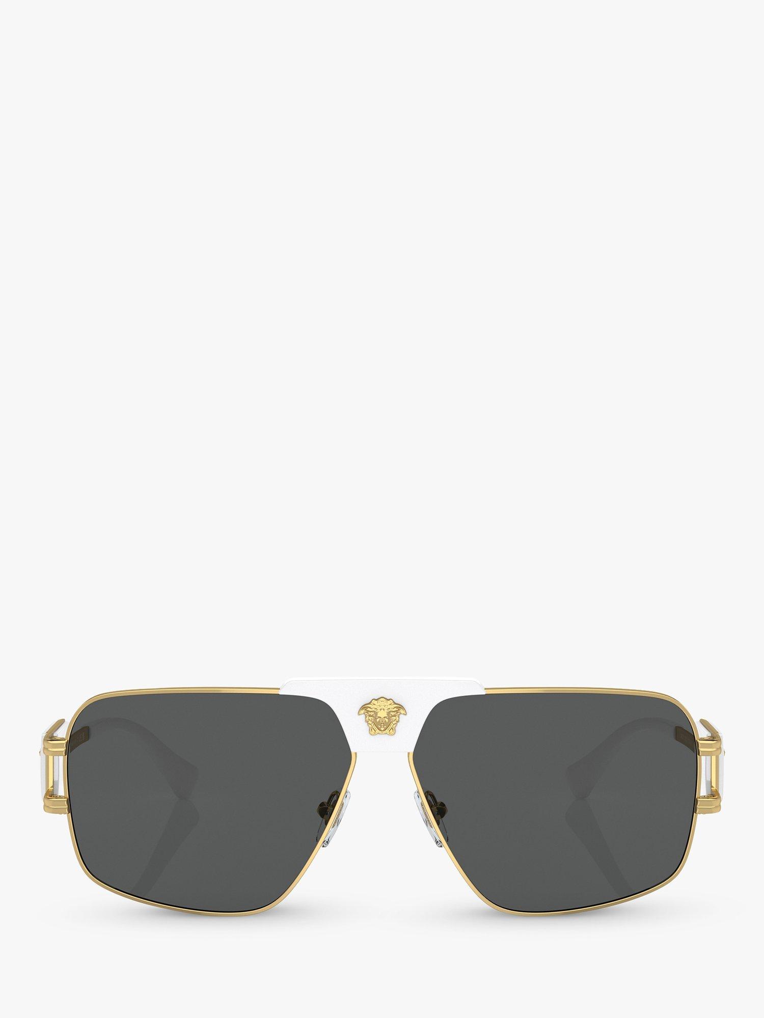 Product image 2 of 5, which shows Versace VE2251 Men's Aviator Sunglasses, White/Gold