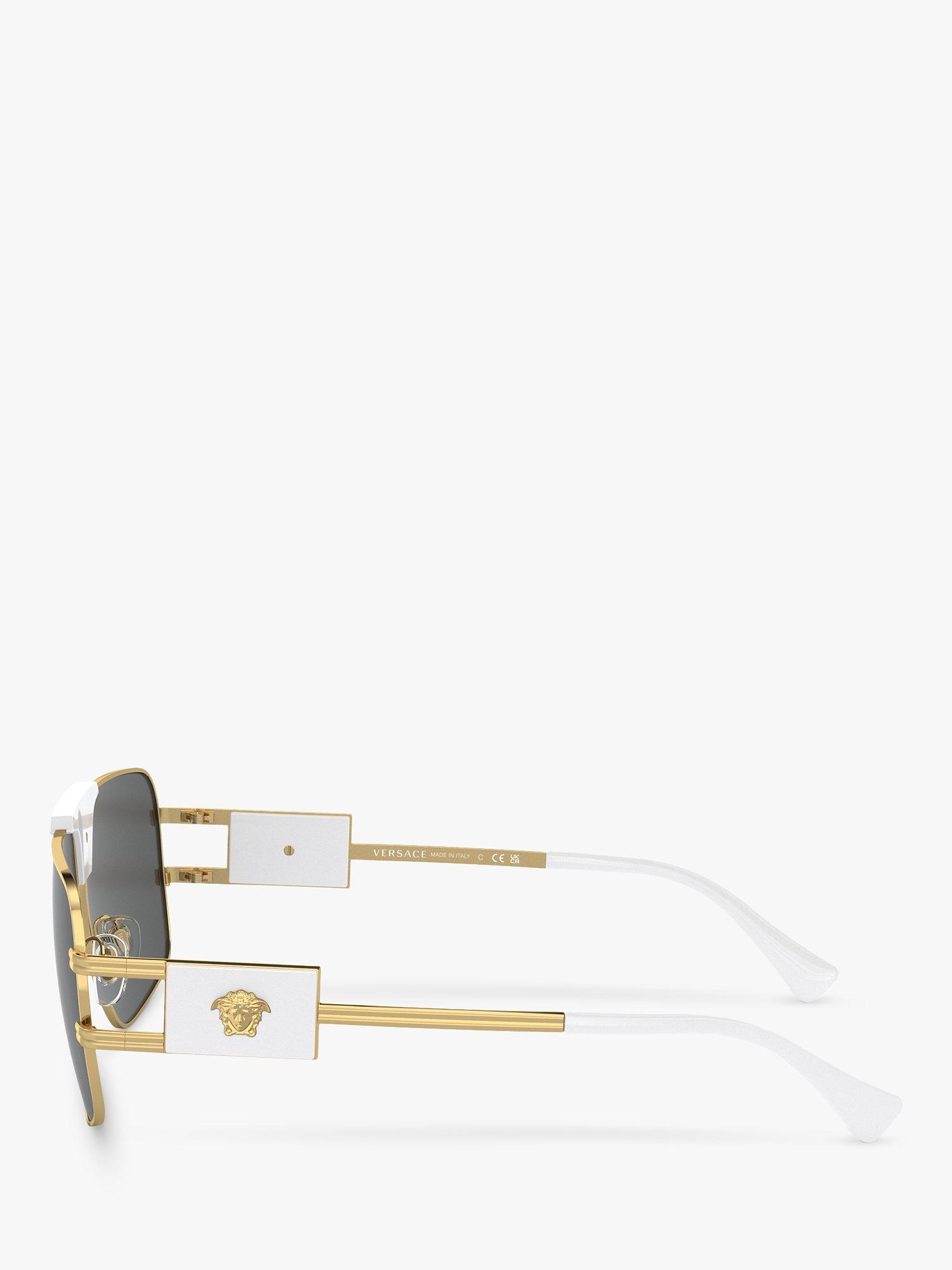 Product image 3 of 5, which shows Versace VE2251 Men's Aviator Sunglasses, White/Gold