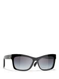 CHANEL Rectangular Sunglasses CH5496, Black/Blue Gradient