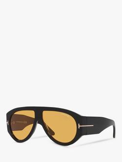 TOM FORD FT1044 Men's Aviator Sunglasses, Shiny Black/Yellow, Black Shiny