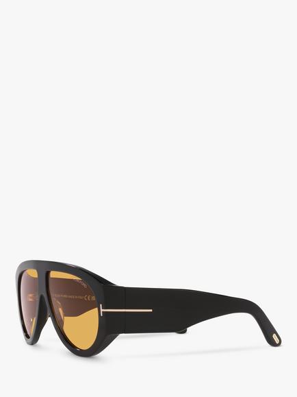 TOM FORD FT1044 Men's Aviator Sunglasses, Shiny Black/Yellow - view 2, Black Shiny