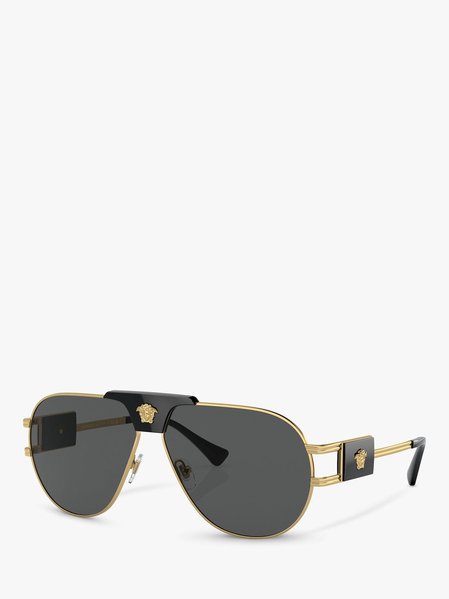 Product image 1 of 5, which shows Versace VE2252 Men's Aviator Sunglasses, Gold/Grey