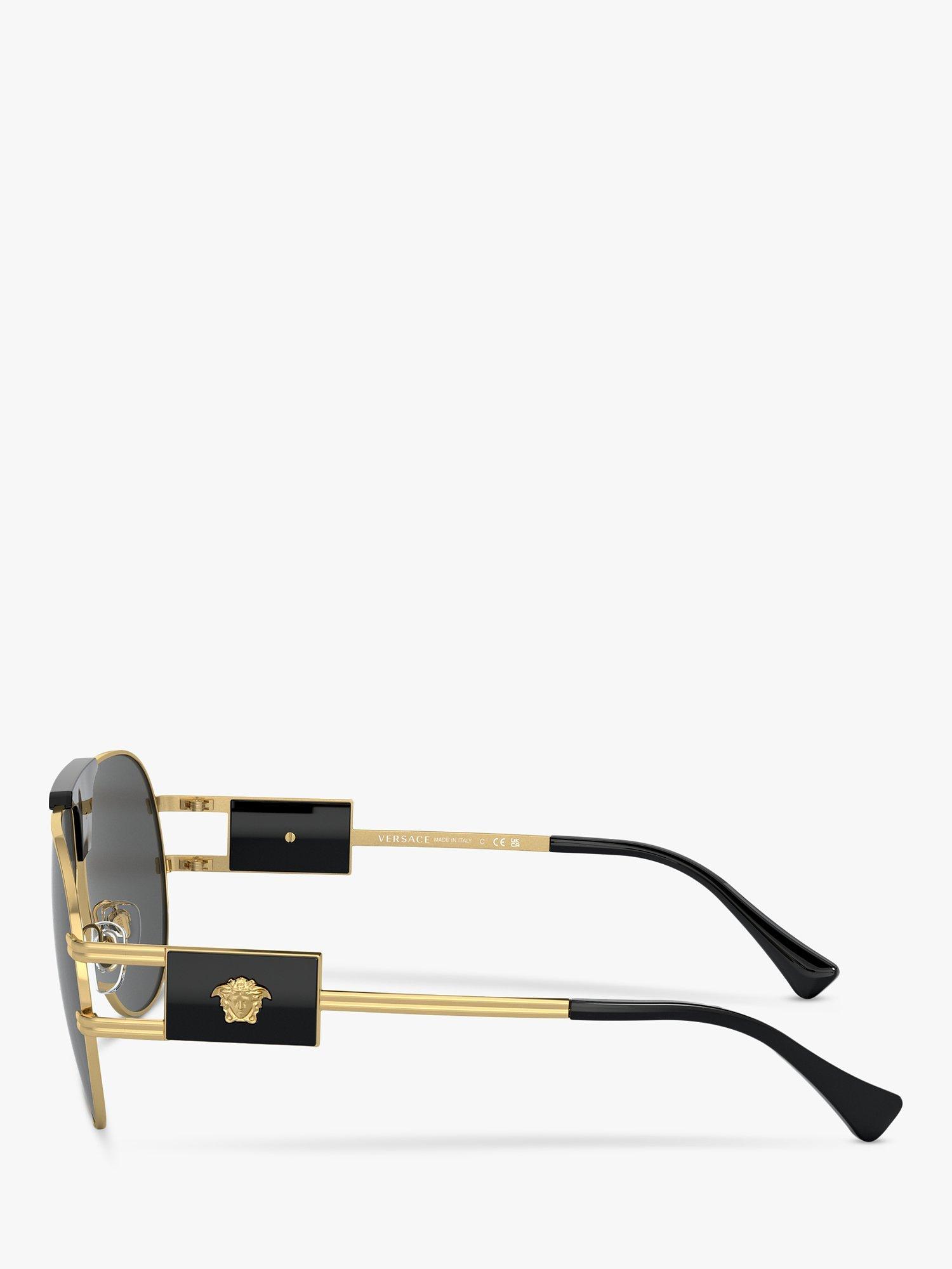 Product image 3 of 5, which shows Versace VE2252 Men's Aviator Sunglasses, Gold/Grey