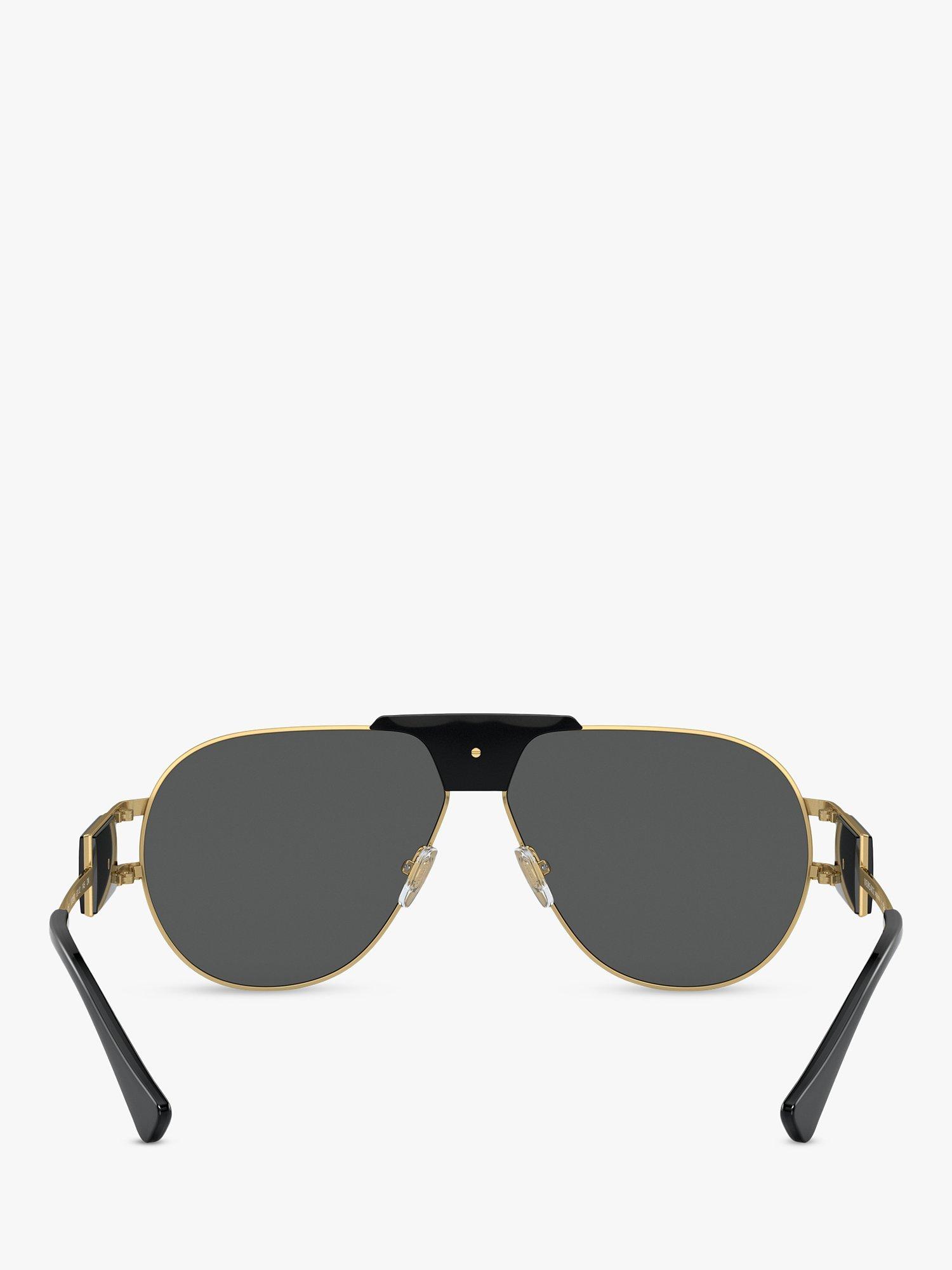 Product image 4 of 5, which shows Versace VE2252 Men's Aviator Sunglasses, Gold/Grey
