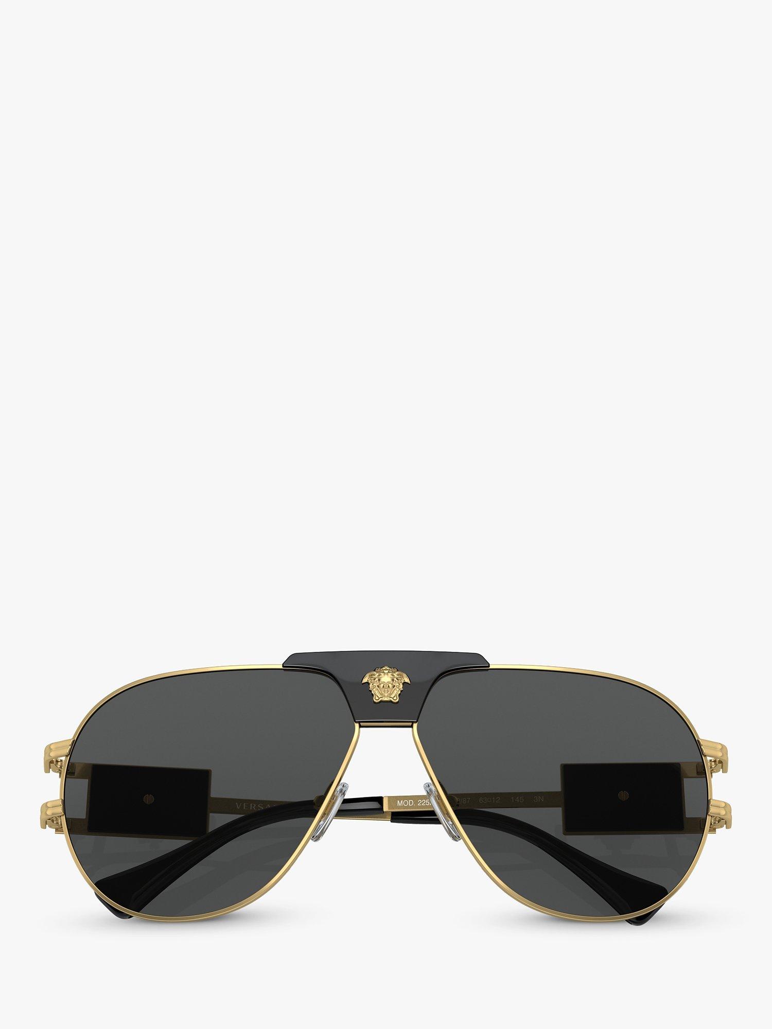 Product image 5 of 5, which shows Versace VE2252 Men's Aviator Sunglasses, Gold/Grey