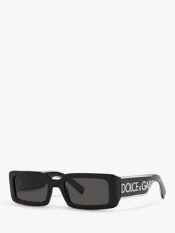 Dolce & Gabbana DG6187 Unisex Rectangular Sunglasses, Crystal/Black, Crystal/Black
