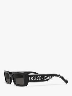 Dolce & Gabbana DG6187 Unisex Rectangular Sunglasses, Crystal/Black - view 2, Crystal/Black