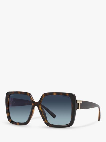 Tiffany & Co TF4206U Women's Polarised Square Sunglasses, Havana, Havana