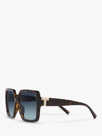 Tiffany & Co TF4206U Women's Polarised Square Sunglasses, Havana - view 2, Havana
