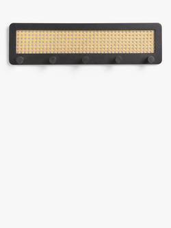 John Lewis Bamboo and Rattan 5 Hook Hanging Rack, Black/Natural, Black/Rattan