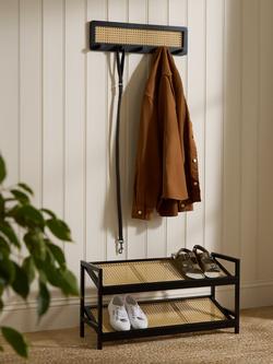 John Lewis Bamboo and Rattan 5 Hook Hanging Rack, Black/Natural - view 2, Black/Rattan