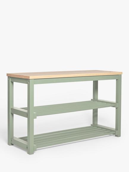 John Lewis Modern Country 3 Tier Shoe Rack, Sage Green