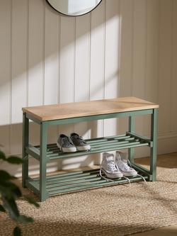 John Lewis Modern Country 3 Tier Shoe Rack - view 2, Sage Green