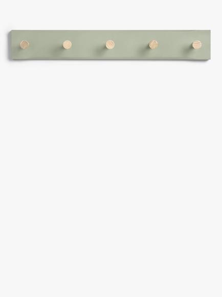 John Lewis Shaker 5 Hook Hanging Rack, FSC-Certified (Ash Wood), Sage Green