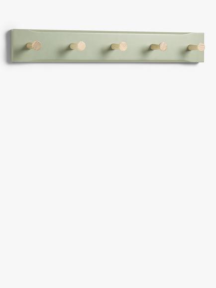 John Lewis Shaker 5 Hook Hanging Rack, FSC-Certified (Ash Wood) - view 2, Sage Green