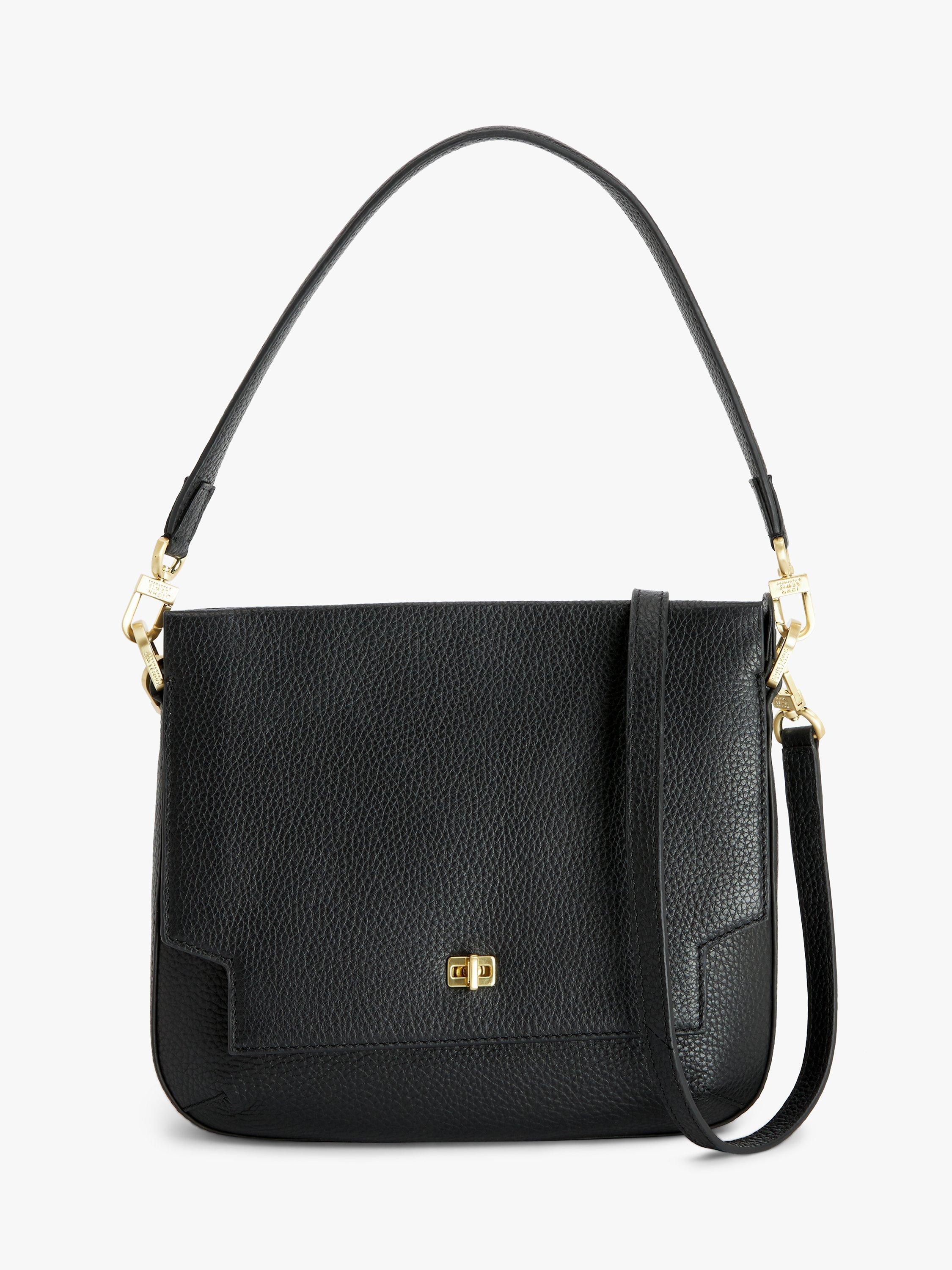 John Lewis Leather Flap Over Cross Body Bag Black