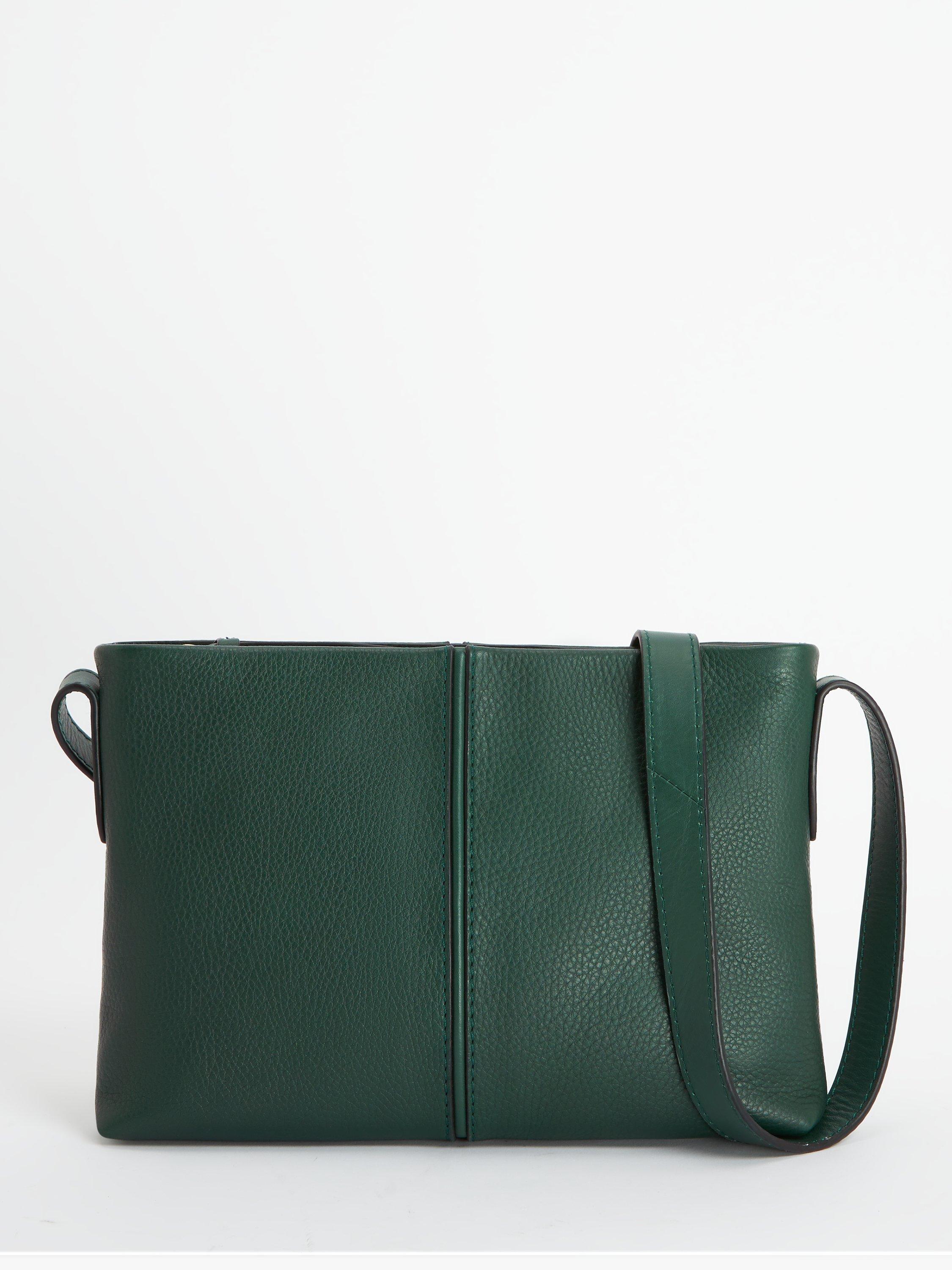 John Lewis Panelled Leather Cross Body Bag, Green