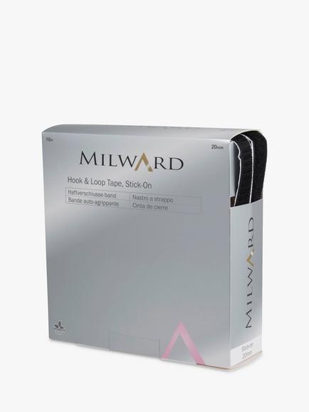 Milward Stick On Hook & Loop Tape, L10m x W20mm, Black