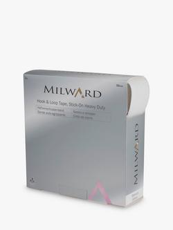 Milward Heavy Duty Stick On Hook & Loop Tape, W50mm, White, White