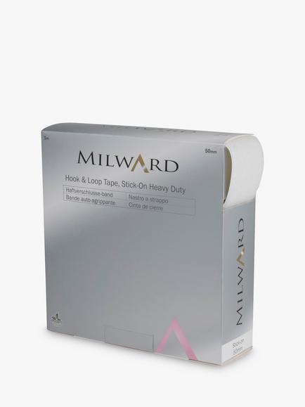 Milward Heavy Duty Stick On Hook & Loop Tape, W50mm, White, White
