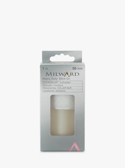 Milward Heavy Duty Stick-On Hook and Loop Tape, L1m x W50mm, White