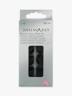 Milward Hook and Loop Stick-On Coins, Dia,16mm, Pack of 16, Black