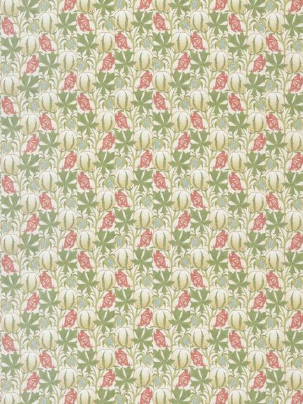 GP & J Baker Pumpkins Furnishing Fabric, Coral/Green