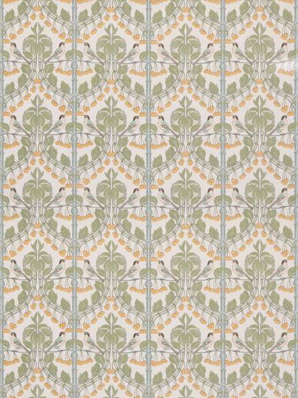 GP & J Baker Birds & Cherries Cotton Furnishing Fabric, Aqua, Aqua