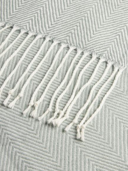 John Lewis Herringbone Throw - view 2, Nettle