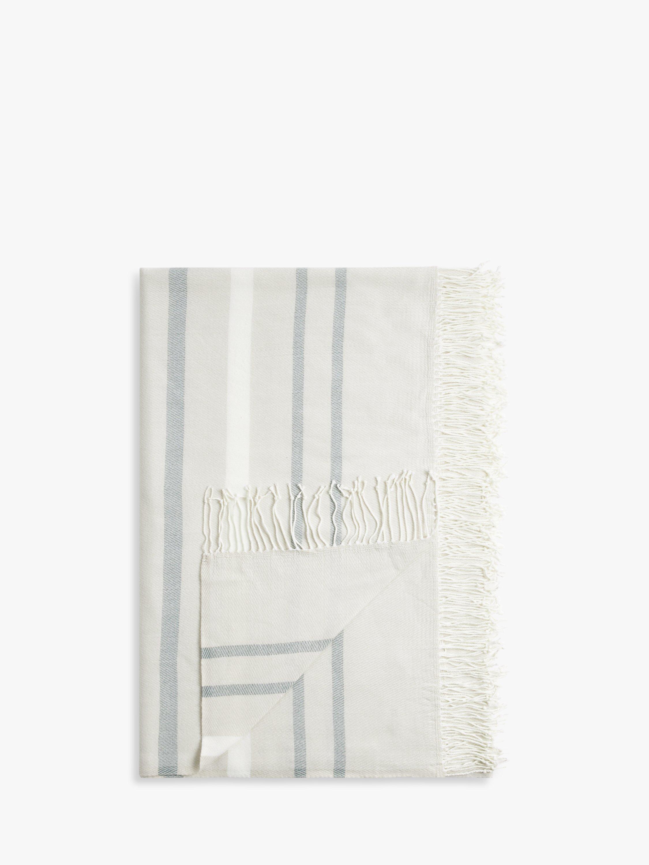 John Lewis ANYDAY Soft Stripe Throw, Nettle