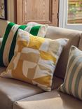 John Lewis Block Stripe Square Cushion, Jadeite