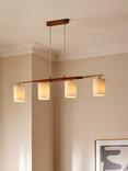 John Lewis Spindle 4 Pendant Diner Ceiling Light, Walnut/Antique Brass