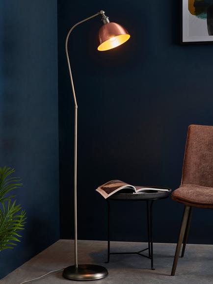 John Lewis Baldwin Floor Lamp - view 2, Brushed Copper