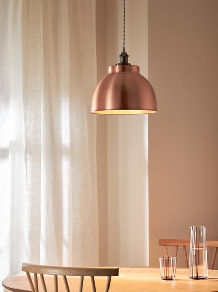John Lewis Baldwin Large Pendant Ceiling Light - view 2, Brushed Copper