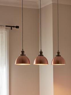 John Lewis Baldwin 3 Pendant Diner Ceiling Light - view 2, Brushed Copper