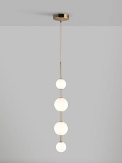 John Lewis Ascend 4 Drop LED Pendant Ceiling Light, Polished Brass, Polished Brass