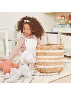 Great Little Trading Co Jute Storage Basket - view 2, Ivory/Natural