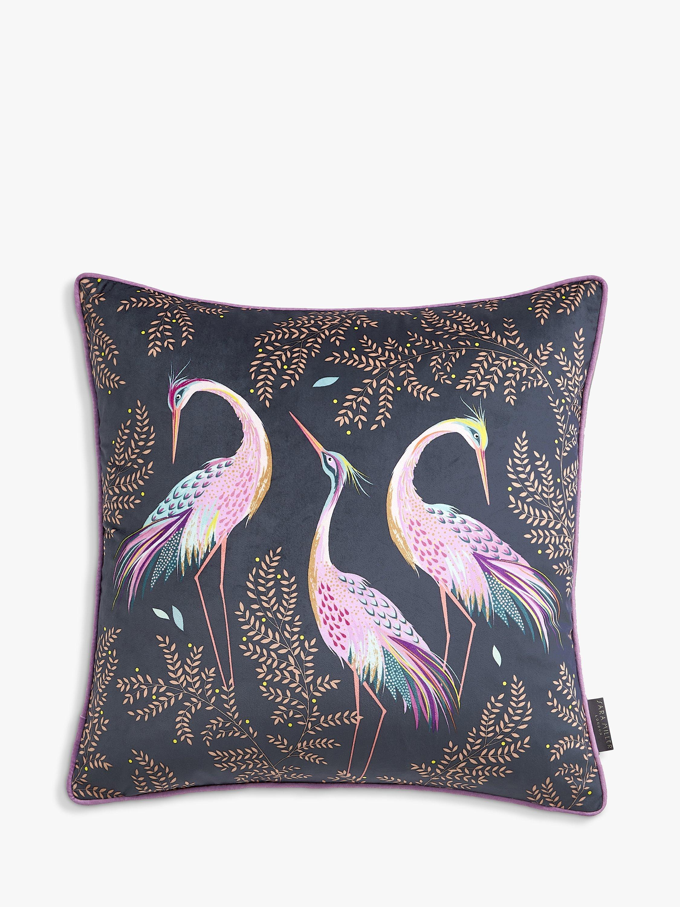 Sara Miller Dancing Cranes Cushion, Midnight