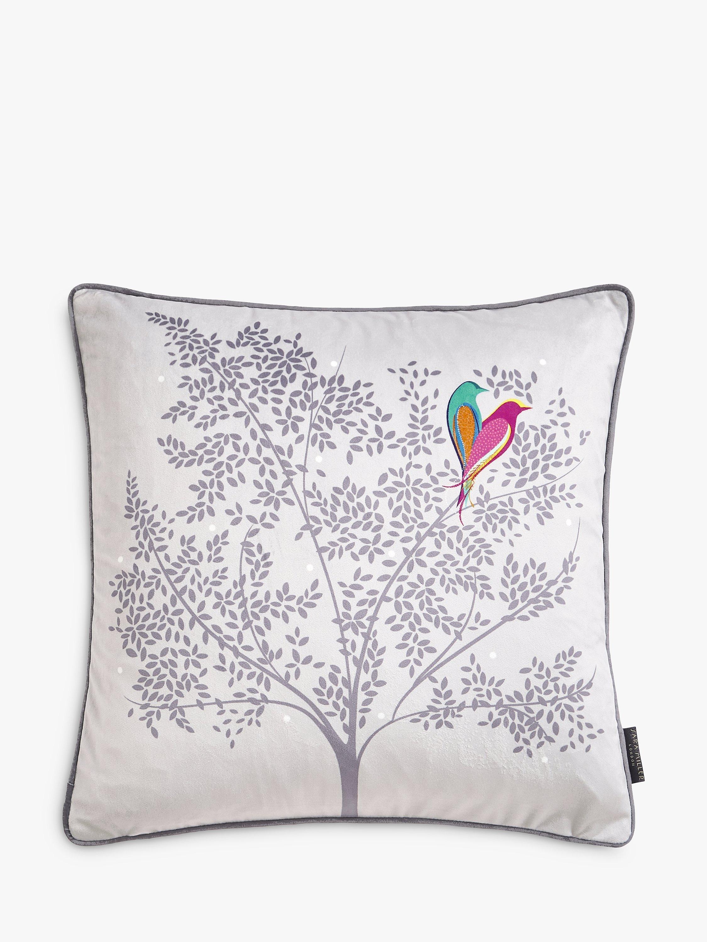 Sara Miller Love Birds Cushion, Pale Grey