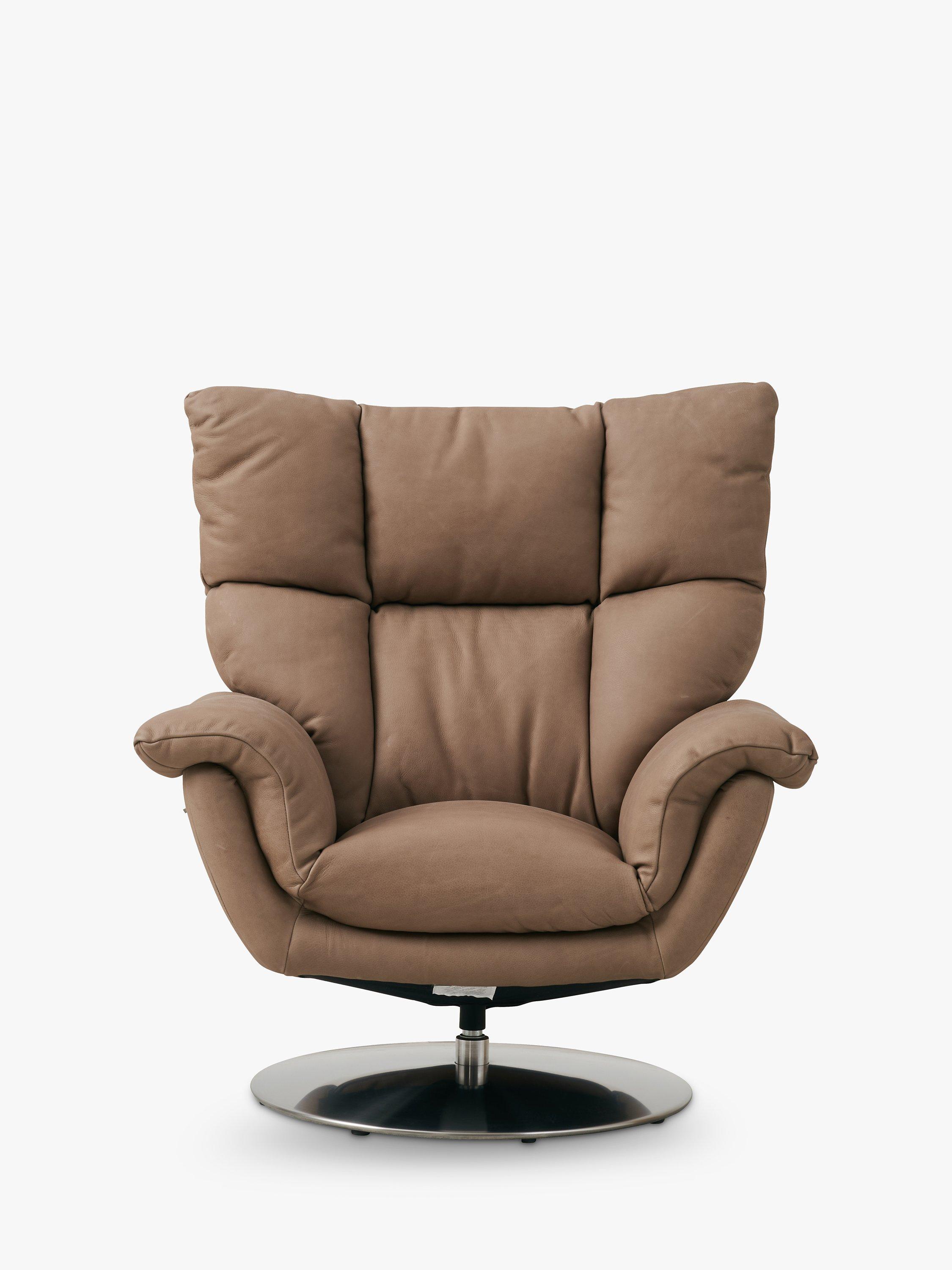 Halo Boss Leather Swivel Chair Metal Leg Tipped Taupe