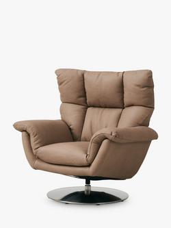 Halo Boss Leather Swivel Chair, Metal Leg, Tipped Taupe, Tipped Taupe