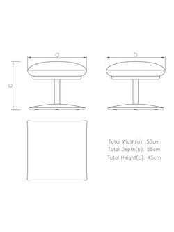 Halo Boss Leather Footstool, Steel Leg, Tipped Taupe - view 2, Tipped Taupe