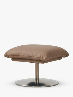 Halo Boss Leather Footstool, Steel Leg, Tipped Taupe, Tipped Taupe